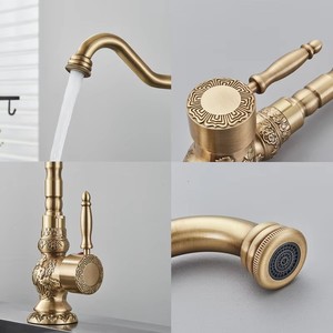 Lưu vực vòi nước đồng thau cổ lưu vực khắc tap xoay đơn xử lý tap Mixer vòi phòng tắm tàu bồn rửa vòi - Product Image 5