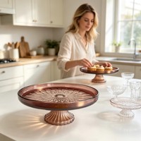 Rosa Tortenständer 24cm Strukturierter Dessert-Präsentierteller für Bäckerei Café Teeparty Individuelles Logo Großhandel OEM