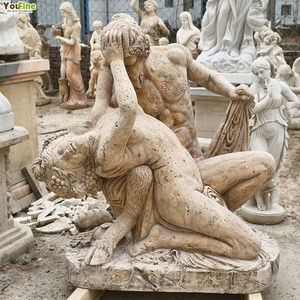 Estatua de Satiro y Bacchantes de Mármol Natural Tallada a Mano, Tamaño Real, Decoración de Jardín para Exteriores - Product Image 3