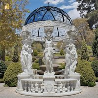 Gazebo extérieur en pierre de marbre de jardin de style grec avec statue de figure pour la décoration