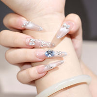 Faux Ongles à Presser en Gros, Amande Longue, Réalistes, Personnalisés, Dégradé, Nœud Mignon, Faits Main, pour Salon