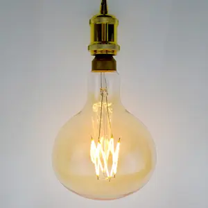 Nouvelle conception Europe Style spécial grande ombre LED ampoule à filament R160 E27 Dimmable verre ambré XXL taille 6W 8W 2100K Edison ampoule LED