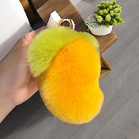 Porte-clés en peluche douce mangue vraie fourrure de lapin Rex