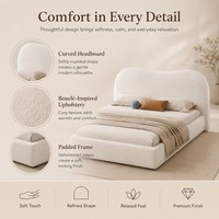 Lit plateforme rembourré Queen Size avec tête de lit incurvée pour chambre d'appartement