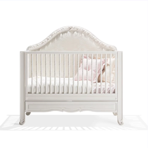 Luxury Traditional Solid Wood Baby Crib with Soft Tufted Headboard for Babies and Kids Bedroom Furniture - Product Image 5