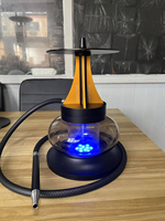 Nouvel ensemble de chicha arabe moderne, portable, en aluminium et verre, durable, double base, grand modèle, avec un seul tuyau, coffret cadeau, kit complet