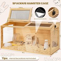 Vente en gros - Cage à hamster en bois de 32 pouces, grande, anti-mastication, habitat avec double accès par le haut, ventilée, 270 °   Cage panoramique en acrylique pour hamster