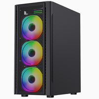 Boîtier PC LOVINGCOOL ATX, ventilateurs PWM ARGB pris en charge, USB 3.0, boîtier d'ordinateur de tour moyenne, châssis de PC de jeu en verre trempé unique