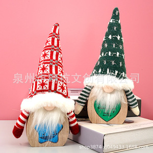 ตุ๊กตาโนมไม้คริสต์มาสพร้อมไฟ LED หมวกสีแดง ของตกแต่งภายในบ้าน ของขวัญ - Product Image 4
