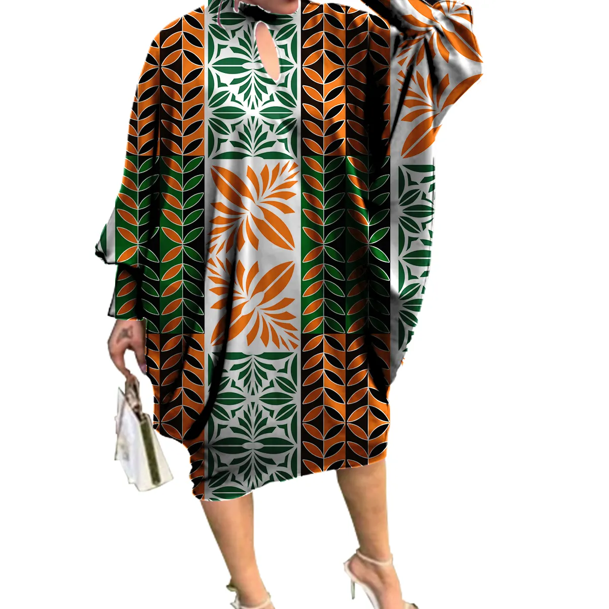 Clothing Manufacturers Custom Oversize Dresses Women Polynesian Samoan Tapa Print Dress Casual Island Clothing