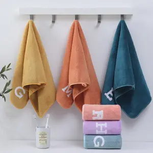 Custom Solid Color Beach Travel Bathing Towel Letter Coral Velvet Towel Thickened Bath Towel For Home