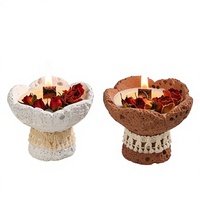 Bougie artisanale en cire de soja parfumée à la rose florale – Cadeau attentionné avec fleurs véritables – Décoration idéale pour chambre à coucher – Anniversaire