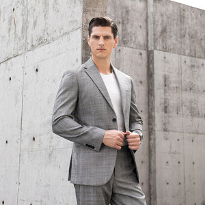 Tùy Chỉnh Người Đàn Ông Của Màu <span class=keywords><strong>Grey</strong></span> Welsh Sọc/Kiểm Tra Duy Nhất Ngực Blazer 2 Nút Notch Ve Áo Bên Vent Căng Kinh Doanh Phù Hợp Cho Người Lớn - Product Image 2