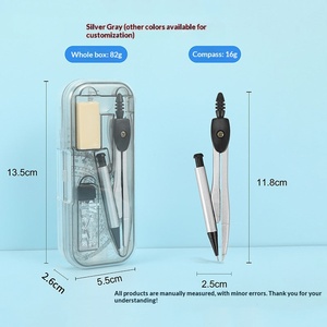 Ensemble de compas métalliques JY-6006 en 7 pièces, outils de dessin, fournitures scolaires, en boîte - Product Image 2