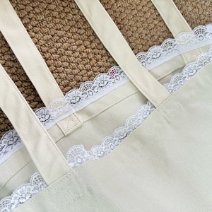 Customized Personalized Eco-friendly Reusable Grocery Sustainable Recycled GOTS Certified Premium Organic Lace Canvas Tote <strong>Bag</strong> - Product Image 3