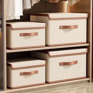 Durable Oxford Fabric Wardrobe Organizer <b>Bin</b> Foldable Clothes Storage Box with Lid - Product Image 1