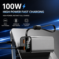 Batteries externes 20000 mAh 100W pour téléphones, montres connectées et ordinateurs portables, module de charge rapide