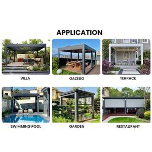Pérgola <span class=keywords><strong>de</strong></span> Aluminio con Techo <span class=keywords><strong>de</strong></span> Láminas y Pantallas Laterales para Jardín, Gazebo Ecológico para el Patio Trasero, Refugio junto a la Piscina y la <span class=keywords><strong>Playa</strong></span> - Product Image 4