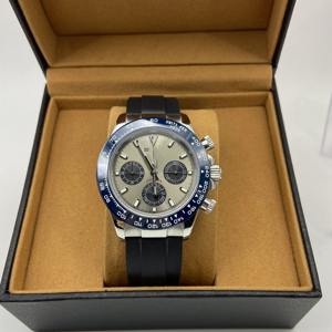 Montre chronographe à quartz de luxe pour homme avec mouvement VK63, bracelet en acier inoxydable et bracelet en caoutchouc étanche - Product Image 4