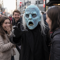 Masque intégral en latex pour homme, style méditerranéen, à peau glacée, aux yeux larges, aux rides, aux cheveux blancs, drôle et pétillant, pour Halloween