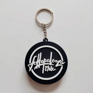 Logo Kustom Baru Desain Keyring Karet PVC Lembut Gantungan Kunci Bentuk Bulat Kosong