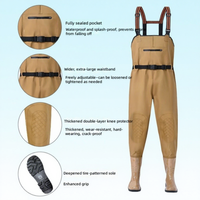 Pantalons de pêche unisexes en néoprène et nylon, une pièce, épaissis, imperméables, antistatiques, durables, avec bretelles