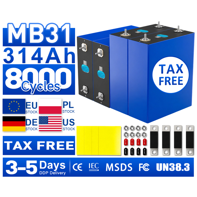 Poland EU Stock DDP Grade a EV MB31 314Ah LF280K 628AH MB56 LiFePO4 Battery 3.2V 280ah 314ah Akuu Prismatic Lithium Ion Battery
