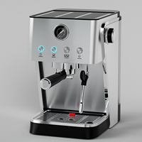 Machine à café expresso et cappuccino domestique en acier inoxydable avec manomètre, boutons lumineux et mousseur à lait pour café moulu