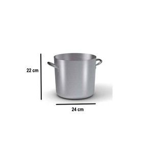24 X 22 cm <b>Aluminum</b> Soup & Stock <b>Pot</b> with 2 Handles 9.5 Liters - Product Image 4
