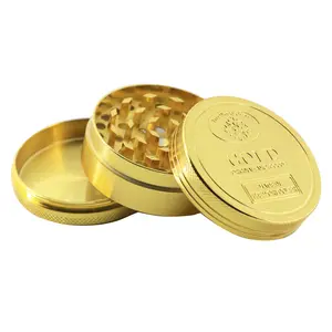 2023 Wholesale Hot Selling Coin Shape Gold Tobacco Grinders High Quality Zinc Alloy Mini Size 3 Layers Herb Grinder