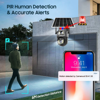 Caméra de surveillance solaire extérieure V380 à double objectif 6MP, carte SIM 4G, zoom optique 10x, système de sécurité PTZ, détection de mouvement IP, caméra solaire
