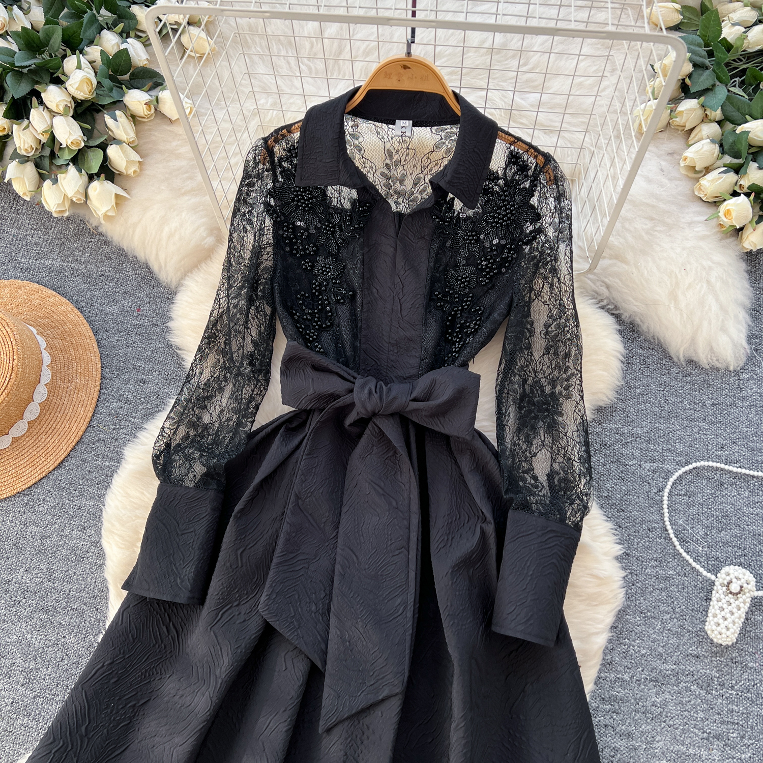 Summer Vintage Polo Collar Casual Midi Dress For Women Empire Embroidery Mesh Dress| Alibaba.com Summer Vintage Polo Collar Casual Midi Dress For Women Empire Embroidery Mesh Dress| Alibaba.com