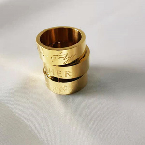 18k 골드 스테인리스 스틸 각인 반지 커플링 남녀 공용 - Product Image 3