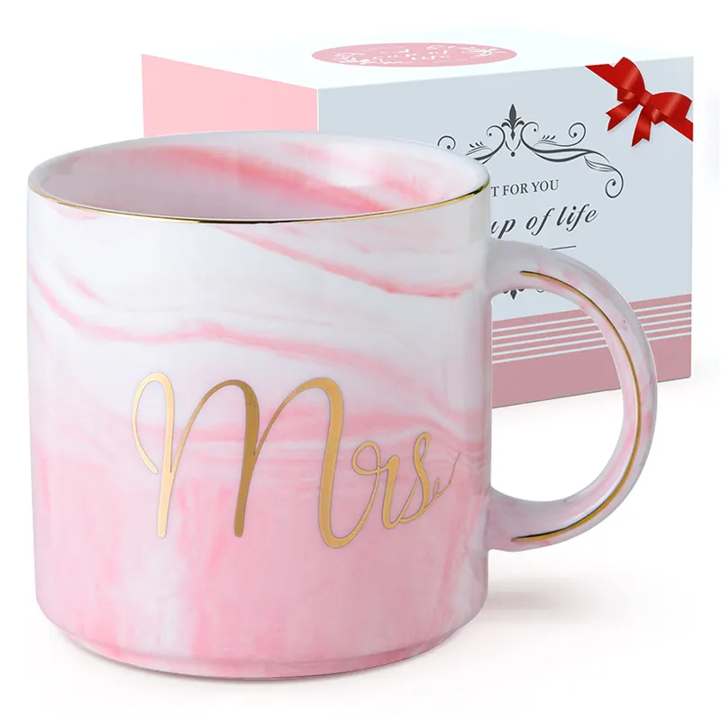 AnyihaojiaODM tasse a cafe mr and mrsコーヒーマグカップギフトセットセラミックノルディック大理石カップルカップカスタムコーヒークリスマスマグラグジュアリー