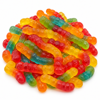 Bonbons Gommeux Squishy en Forme de Vers Halal, Saveur Jus Sucré, Bonbons Gommeux aux Fruits, Vente en Gros, OEM, Bonbons Gommeux Nouveauté, Bonbons Sucrés, Emballage