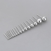 GE50 Piercings hypoallergéniques tendance, plusieurs tailles, argent sterling 925, mini boucles d'oreilles à billes rondes, bijoux fins pour femmes