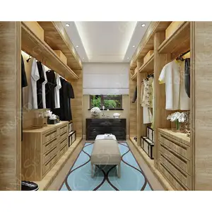 Plywood Melamine Bedroom Wardrobe Wooden Open Concept Closet Wardrobe Storage Cabinet For Hotel