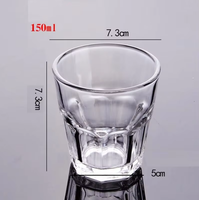 Verre à bière classique transparent en gros, verre à whisky octogonal, verre à boisson glacée 100ml/160ml en verre trempé