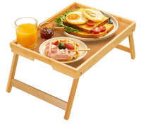 Plateau de petit-déjeuner pliable en bambou écologique de qualité alimentaire, gravure personnalisée du logo, table de service portable pour la maison, le camping en plein air