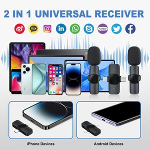 2 trong 1 K25 mini Micro không dây hệ thống Tiếng ồn hủy bỏ túi xách tay tương thích DSLR máy ảnh máy quay phim điện thoại phòng thu - Product Image 2