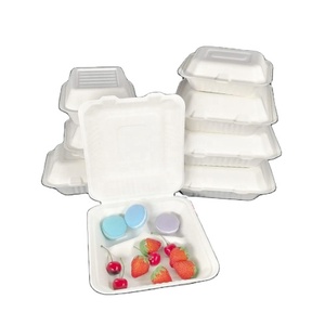 3 compartment disposable bagasse pulp food container biodegradable sugarcane sugar cane bento lunch box with lid