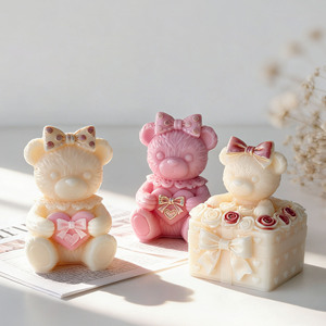 Stampo in Silicone per Candele Aromaterapiche a Forma di Coppia di Orsi, Ornamento Fai-da-Te per Candele Artigianali a Forma di Animali Cartoon - Product Image 4