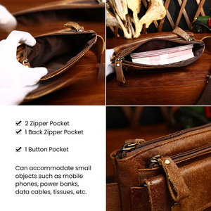 Bolso de Cintura de Cuero Genuino Dujianc, Bolso Cruzado para Hombre, Color Sólido Retro, Bolso Deportivo para Exteriores - Product Image 2