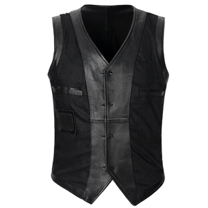 Gilet de moto en cuir de qualité supérieure, respirant, décontracté, pour l'hiver, col en V, couleurs personnalisées, logo personnalisé, pour hommes - Product Image 1