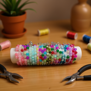 Bracciale in Vetro con Ciondolo a Otto Caratteri Pulsara Tubo, 24 Pezzi, Bracciali di Moda Fatti a Mano in Acciaio Inossidabile con Perline - Product Image 2