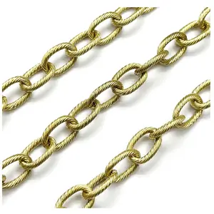 Hot sell fashion Antiqued Brass finished texture cable chain 3X5mm- unsoldered