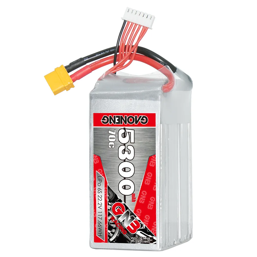 GNB GAONENG 5300MAH 22.2V 6S 70C Cabled XT60 Shorty Pack LiPo Battery Soft Pack Customize RC Car Drone