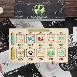 Kids Wood Daily Responsibilities Chart <strong>Task</strong> List and Chore Chart for Effective Daily Management Handcrafted Wooden Wall Sign - Product Image 2