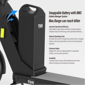 Customized Hot Sale 4G IOT YIMI S600-2 High Strength Sharing Scooter 25km/h Swappable Battery Long Range - Product Image 3
