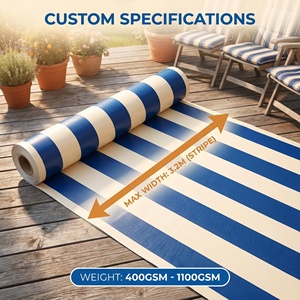 Bâche de protection antistatique anti-UV, résistante à la décoloration, à rayures bleues et blanches, en <span class=keywords><strong>PVC</strong></span> enduit, pour portes, fenêtres, entrées et auvents extérieurs - Product Image 1